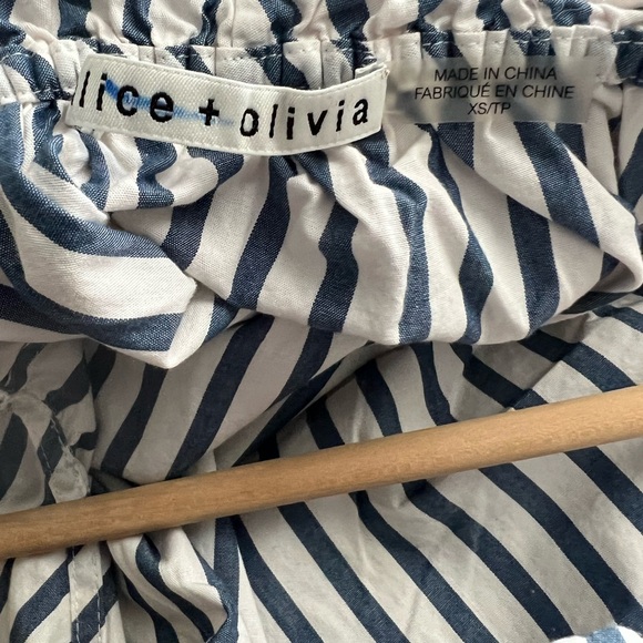 ALICE + OLIVIA| Stripe 100% Cotton Ruffle Swing Top - Picture 10 of 11